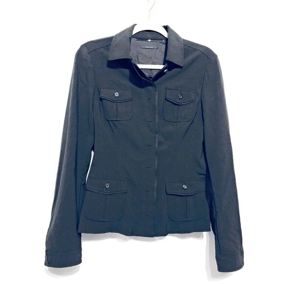 Elie Tahari Womens Size 8 Brown Utility Jacket Stretch Pockets Wool Career - Picture 1 of 7